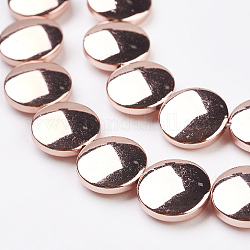 Chapelets de perles en hématite synthétique sans magnétiques, grade AAA, plat rond, rose plaqué or, 12x4mm, Trou: 1mm, Environ 33 pcs/chapelet, 15.5 pouce (39.5 cm)