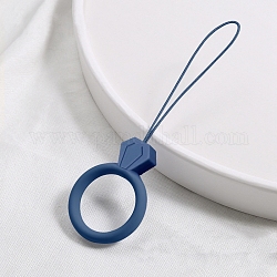 Bagues en silicone pour téléphone portable, cordons courts suspendus à anneau de doigt, bleu marine, 7.5 cm, anneau: 30 mm