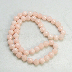 Natürliche gelbe Jade Perlen Stränge, Runde, gefärbt, lt.pink, ca. 8 mm Durchmesser, Bohrung: 1 mm, ca. 50 Stk. / Strang, 16 Zoll
