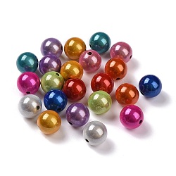 Sprühen gemalte Acrylperlen-Spitzlackiert, Wunder Perlen, Runde, Perle in Perlen, Mischfarbe, 16x16x16 mm, Bohrung: 2.2 mm