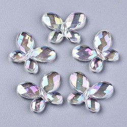Perline acrilico trasparente, ab colore, farfalla, sfaccettato, chiaro ab, 23x29x4mm, Foro: 1.6 mm