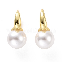 Boucles d'oreilles créoles en perles de plastique, bijoux en laiton pour femmes, sans cadmium et sans plomb, or clair, 24x15.5x12mm, pin: 0.9 mm