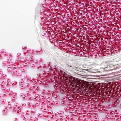12/0 Perlas de semillas de vidrio, colores interiores y lustered, púrpura, aproximamente 2 mm de diámetro, aproximamente 30000 unidades / libra