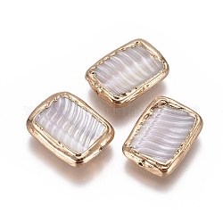 Shell Beads, Edge Golden Plated, Rectangle, 16.5~17.5x12.5~13x3~3.5mm, Hole: 0.8mm