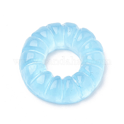 Cabochons en résine, donut, lumière bleu ciel, 17x4mm