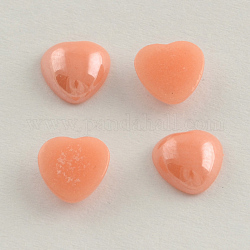 Pearlized Plated Opaque Glass Cabochons, Heart, Rosy Brown, 6x6x2.5mm