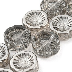Hilos de cuentas transparentes de vidrio electrochapado chapado en brillo perla, flor, gris oscuro, 14x14.5x5.5mm, agujero: 1.2 mm, aproximamente 45 pcs / cadena, 25.83 pulgada (65.6 cm)