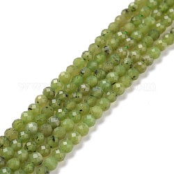 Verde naturale perle di giada fili, sfaccettato, tondo, 3.5mm, Foro: 0.6 mm, circa 117pcs/filo, 15.24'' (38.7 cm)