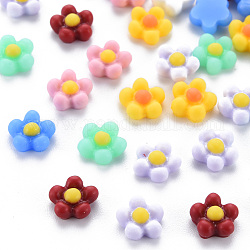 Cabuchones de resina opacos, flor, color mezclado, 7.5x7.5x3.5mm