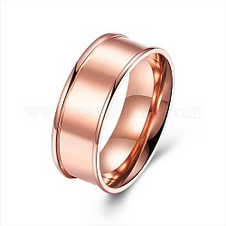 Мужские кольца из титановой стали, широкое кольцо полоса, розовое золото , размер США 8 (18.1 мм)