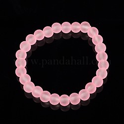 Braccialetti per bambini con perle di vetro smerigliato elastico per la giornata dei bambini, roso, 42mm