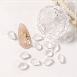 Frosted Glass Top Drilled Beads, Nail Art Decoration Accessories, Teardrop, Clear, 28x15mm, Bead: 8.4x6.06x4.42mm, about 10pcs/box