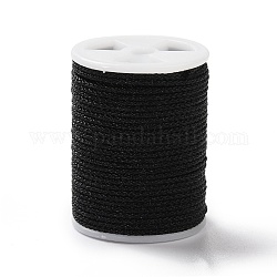 Плетеные нити нейлона, мамбо нить, с катушкой, для изготовления ювелирных изделий, круглые, чёрные, 1 мм, о 6 ярдов / крен