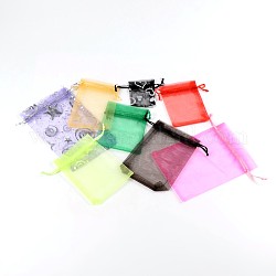Органза сумки и шелковые пакетов для cmешанного, разноцветные, Около 5~40 см шириной, 7~40 см длиной
