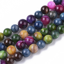 Chapelets de perles en coquille d'eau douce , teinte, ronde, couleur mixte, 6.5~7.5mm, Trou: 1mm, Environ 50 pcs/chapelet, 13.31 pouce ~ 13.58 pouces