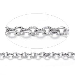 304 Stainless Steel Cable Chains, Unwelded, with Spool, Stainless Steel Color, 5x4x1.2mm, about 65.61 Feet(20m)/roll
