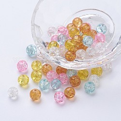 Baking Painted Crackle Glass Beads, Barely Pink Mix, Round, Mixed Color, 8~8.5x7.5~8mm, Hole: 1mm, about 100pcs/bag