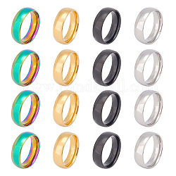 Unicraftale 16 Uds 4 colores núcleo de anillo para torneado de madera tamaño 7 grabado láser anillo de dedo de acero inoxidable simple banda plana anillo de dedo diy ancho para mujeres hombres regalo