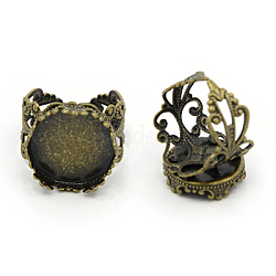 Античный бронзовые компоненты латунь филигрань кольцо, баз площадку кольцо, без никеля , 18 мм, лоток : 15 мм