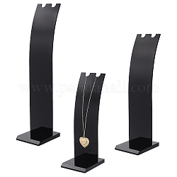 FINGERINSPIRE 3 Set Black L-Shape Acrylic Necklace Stand 3 Sizes(22/27.5/32.7cm Height) Slant Back Single Necklace Display Holder Jewelry Organizer for Necklace Chain Pendant Earrings