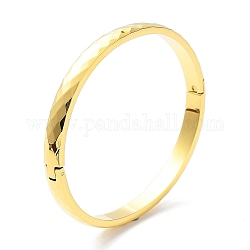 Placcatura ionica (ip) 304 braccialetti incernierati sfaccettati in acciaio inossidabile da donna, oro, diametro interno: 2x2-3/8 pollice (5.1x5.9 cm)