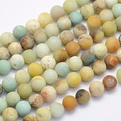 Brins de perles d'amazonite de fleurs naturelles, ronde, mat, 10~10.5mm, Trou: 1mm, Environ 38 pcs/chapelet, 15.7 pouce (40 cm)