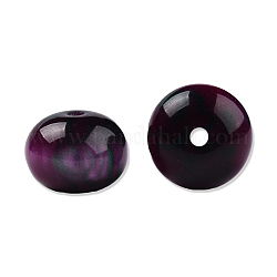 Perles en résine, pierre d'imitation, plat rond, violet, 16x11mm, Trou: 2.1~2.3mm