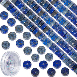 Sunnyclue Bausatz zum Selbermachen von Edelstein-Armbändern, einschließlich flacher runder Perlen aus natürlichem Lapislazuli, elastischen Faden, Perlen: 6x3~3.5 mm, Bohrung: 1 mm, 135 Stück / Karton