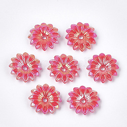 Opaque AS Plastic Bead Caps, Pearlized, Flower, Crimson, 32x32x7mm, Hole: 4mm, about 350pcs/500g