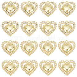 Pandahall 16 pz ciondoli a forma di cuore con strass, 2 ciondoli in lega stile ciondoli placcati oro ciondoli in metallo ciondoli d'amore per la creazione di gioielli ciondoli San Valentino regali di nozze artigianato fatto a mano