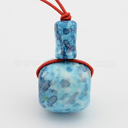 3 Hole Guru Ocean White Jade Beads, T-Drilled Beads, Buddha, Light Sky Blue, 30x18x18mm