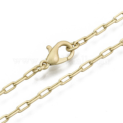 Латунные скрепки, изготовление ожерелья из вытянутой удлиненной кабельной цепочки, с карабин-лобстерами , матовый золотой цвет, 17.71 дюйм (45 см) в длину, ссылка: 5x2x0.7 mm, Перейти кольцо: 4x1 мм