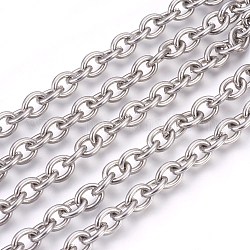 304 Stainless Steel Cable Chains, Unwelded, Oval, Stainless Steel Color, 10x8x2mm