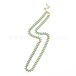 Emaille-Ähren-Gliederkette, Vakuumbeschichtung 304 Edelstahlschmuck für Frauen, Meergrün, 17-1/2~17-5/8 Zoll (44.4~44.7 cm)