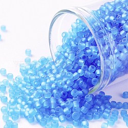 Toho perles de rocaille rondes, Perles de rocaille japonais, (3bf) aigue-marine moyenne transparente givrée, 11/0, 2.2mm, Trou: 0.8mm, environ 5555 pcs/50 g