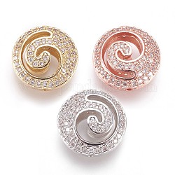 Perline zirconi micro pave  in ottone, rotondo e piatto, chiaro, colore misto, 15x6mm, Foro: 1 mm