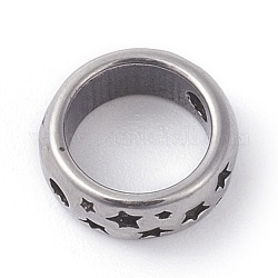 316 chirurgische Edelstahlperlenrahmen, Ring mit Stern, Antik Silber Farbe, 9x4 mm, Bohrung: 1.5 mm