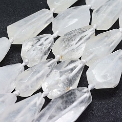 Quarzo naturale perline di cristallo fili, sfaccettato, lacrima, 26~41x12~20mm, Foro: 2 mm, circa 10~11pcs/filo, 15.7 pollice (40 cm)
