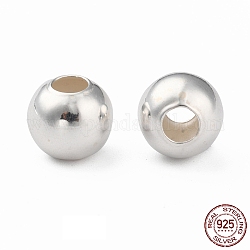 925 шарики стерлингового серебра, круглые, серебряные, 8 мм, отверстие : 3 мм