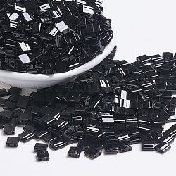Miyuki Tila Perlen, japanische Saatperlen, 2-Loch, (tl401) schwarz, 5x5x1.9 mm, Bohrung: 0.8 mm, ca. 118 Stk. / 10 g