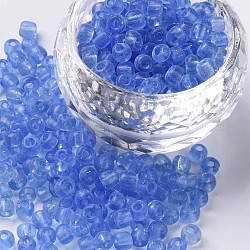 Perline semi di vetro, trasparente, tondo, foro rotondo, azzurro, 6/0, 4mm, Foro: 1.5 mm, circa 500pcs/50g, 50 g / borsa, 18 borsa/2 libbre