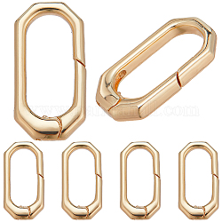 SUNNYCLUE 1 Box 6Pcs Trigger Spring O Rings Real 18K Gold Plated Brass Spring O Ring Clasps Small Purse Ring Clip Clasp Geometric Carabiner Clips Keyrings Snap Hooks Buckles for Jewelry Making Clasps