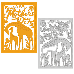 Stencil per fustelle in acciaio al carbonio a tema festa della mamma, per scrapbooking fai da te / album fotografico, carta di carta decorativa di goffratura decorativa, colore opaco del platino, modello di giraffa, 9.7x6.7x0.08cm