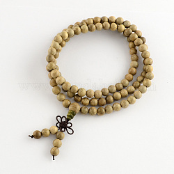Articles à double usage, style wrap bijoux bouddhiste phoebe bois sheareri des bracelets de perles rondes ou colliers, verge d'or pale, 600mm, 108 pièces / bracelet