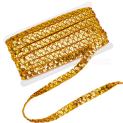 PH PandaHall 14 Yards Bling Lace Trim, Golden Elastic Sequin Trim 15mm Wide Crafts Sequin Strip Shiny Sewing Paillette Ribbon for Halloween Christmas Dress Embellish Headband Costume Sewing DIY Craft