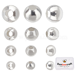 Beebeecraft 40 Stück 4 Stil 925 Sterlingsilberperlen, Runde, Silber, 2~4x2~3.5 mm, Bohrung: 0.5~1.5 mm, 10pcs / style