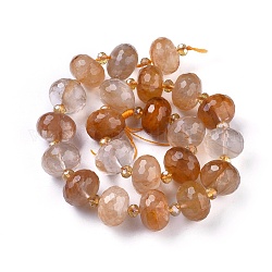 Brins de perles de quartz hématoïde jaune naturel, quartz ferrugineux, facette, rondelle, 17.5~18x12.5~13mm, Trou: 1mm, Environ 22 pcs/chapelet, 14.9~15.3 pouce (38~39 cm)