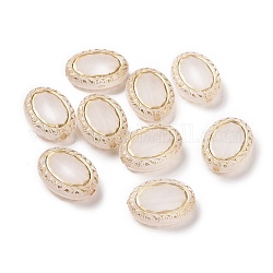 Perles acryliques plaquées, métal doré enlaça, mat, ovale, mocassin, 17.5x13.5x6mm, Trou: 1.6mm, environ 610 pcs/500 g