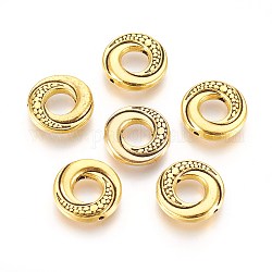 Perles en alliage de style tibétain, donut, sans cadmium et sans plomb, Or antique, 15x4mm, Trou: 1mm