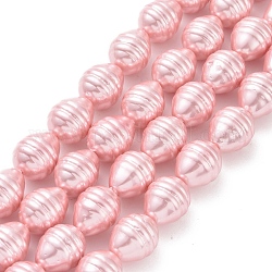 Cuentas de perlas de concha de electrochapa, patata, rosa, 15~16.5x12~12.5mm, agujero: 0.8 mm, aproximamente 26 pcs / cadena, 15.7 pulgada ~ 16.1 pulgadas (40~41 cm)